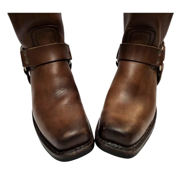 FRYE 8R Harness Short Boot Brown Oiled Leather Western Cowgirl Moto Engineer - Picture 4 of 10